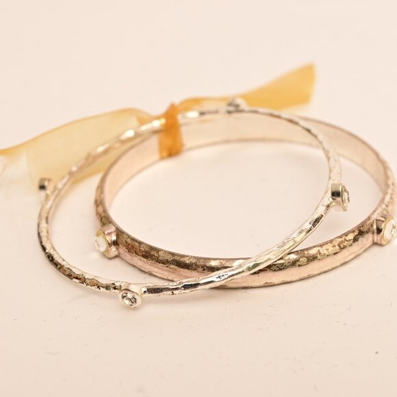 Copper Gold & Silver Colored Stackable Bangle Bracelets- set of 2 - Picture 3 of 5
